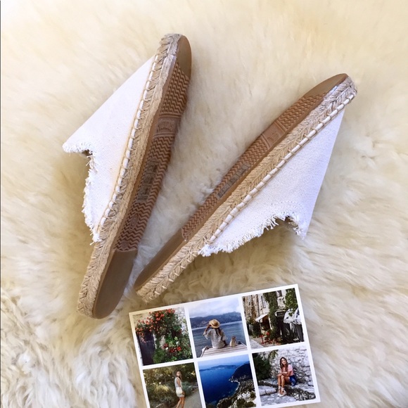 Soludos Frayed White Espadrille Loafer Mules - Picture 2 of 7